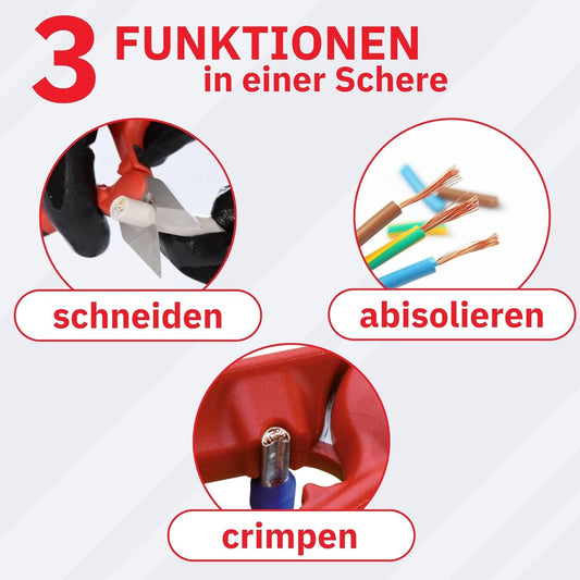Intercable 16020-F1-PV 3 in 1 Forbice per Elettricisti, Tagliare, Spellare, Crimpare, F1, Rame , Gialla - Rikushop