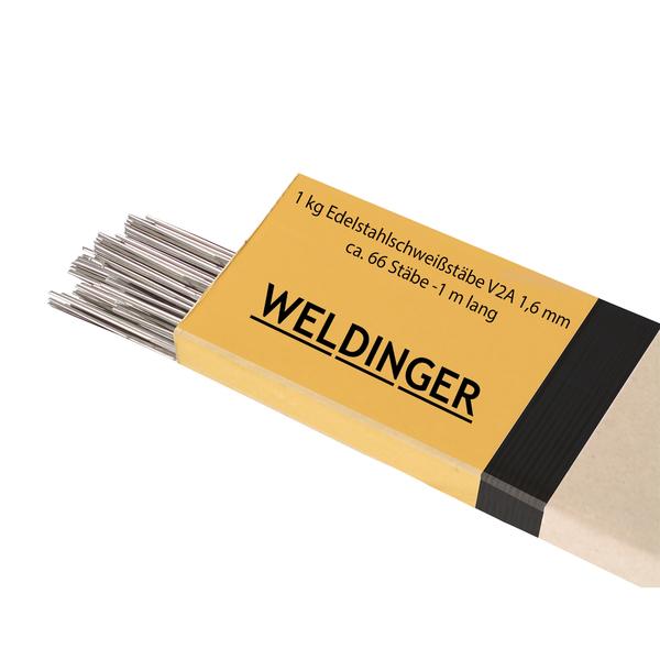 Bacchette per saldatura in acciaio inossidabile V2A 1,6 mm 1 kg circa 66 bacchette lunghe 1 m - Rikushop