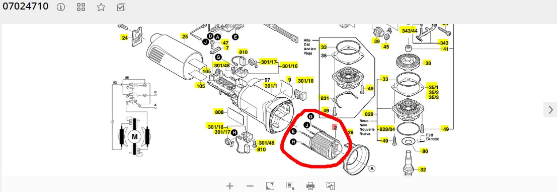 Campo elettrico / Statore per Würth EWS 115 - Rikushop
