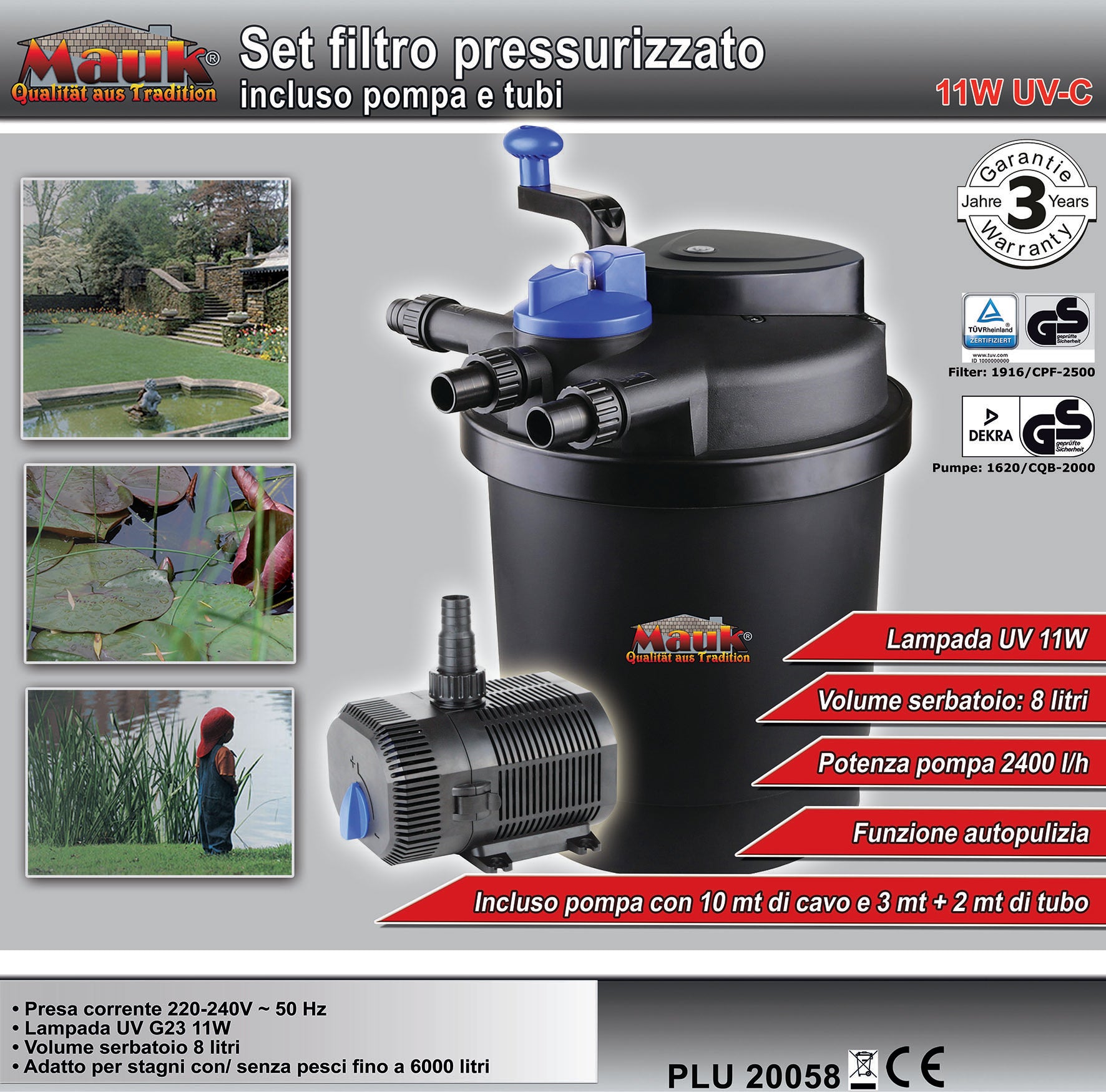 Set filtro a pressione per laghetti con funzione Spin Clean 11W UVC - Rikushop