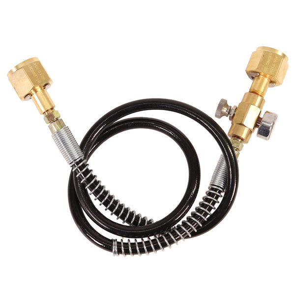 Tubo di trasferimento gas 1 m argon / CO2 filetto 2 x W21,8 x 1/14" destro con manometro - Rikushop