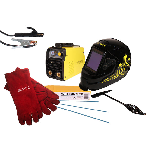 Set Weldinger EW201dig pro inverter digitale+Casco AH350+elettrodi+martello+guanti - Rikushop