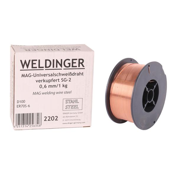SG2 MAG- 0,6 mm 1 kg di filo per saldatura universale ramato WELDINGER - Rikushop