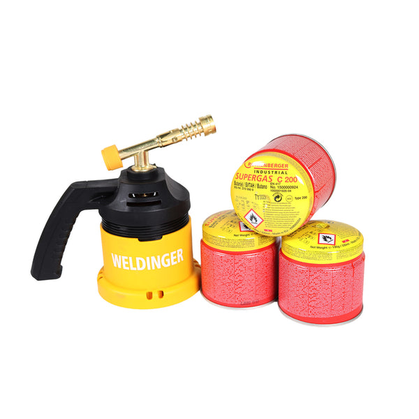 WELDINGER Economy - set torcia ossidrica a cartuccia con 3 cartucce - Rikushop