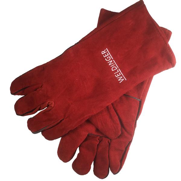 WELDINGER guanti per saldatura taglia 10 rossi con polsini, fodera in tessuto in crosta di pelle - Rikushop