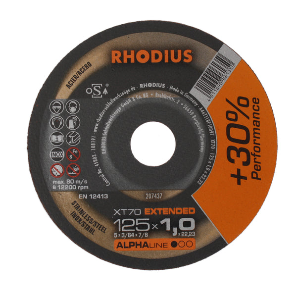 XT70 extended 125 mm 1 mm il disco da taglio di Rhodius acciaio inossidabile / acciaio - Rikushop