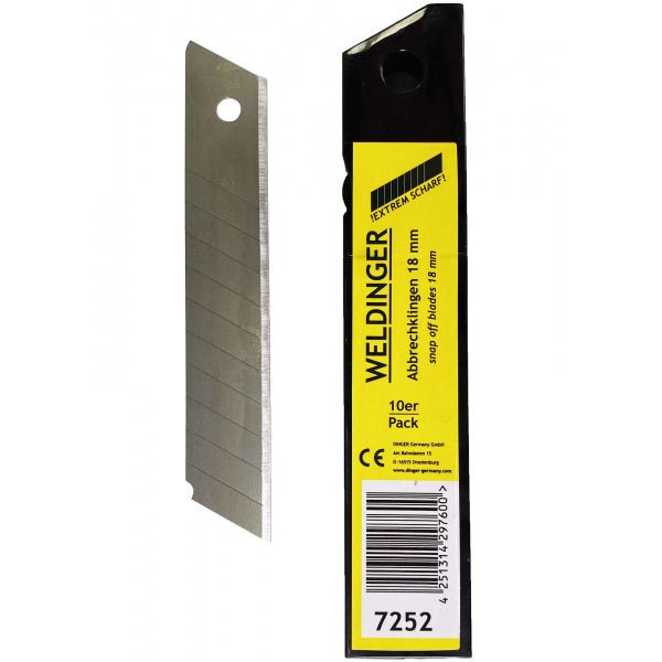 10 lame a scatto da 18 mm per coltello taglierina Weldinger - Rikushop