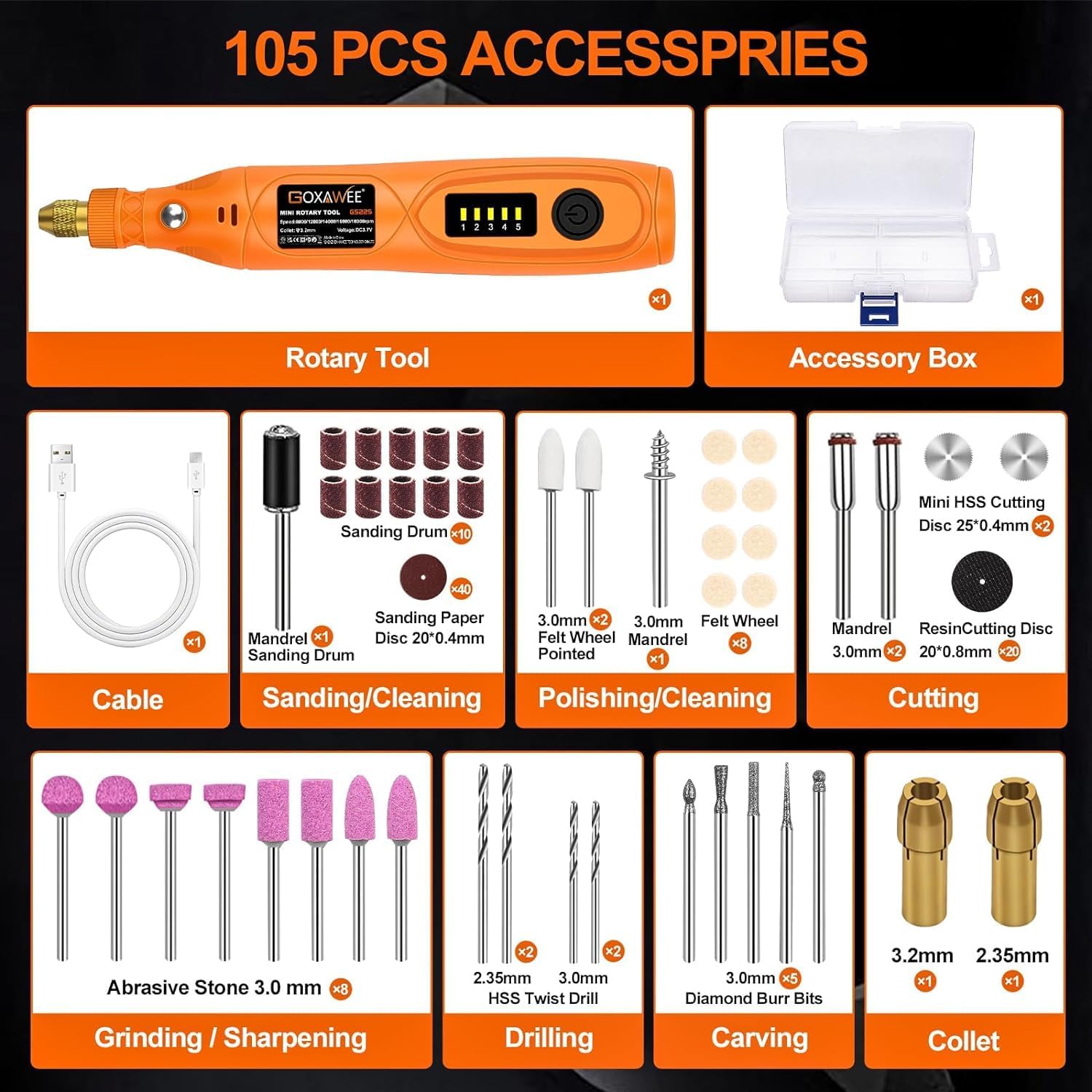 [RECON] GOXAWEE G5225 - Utensile rotante a batteria revisionato - Rikushop