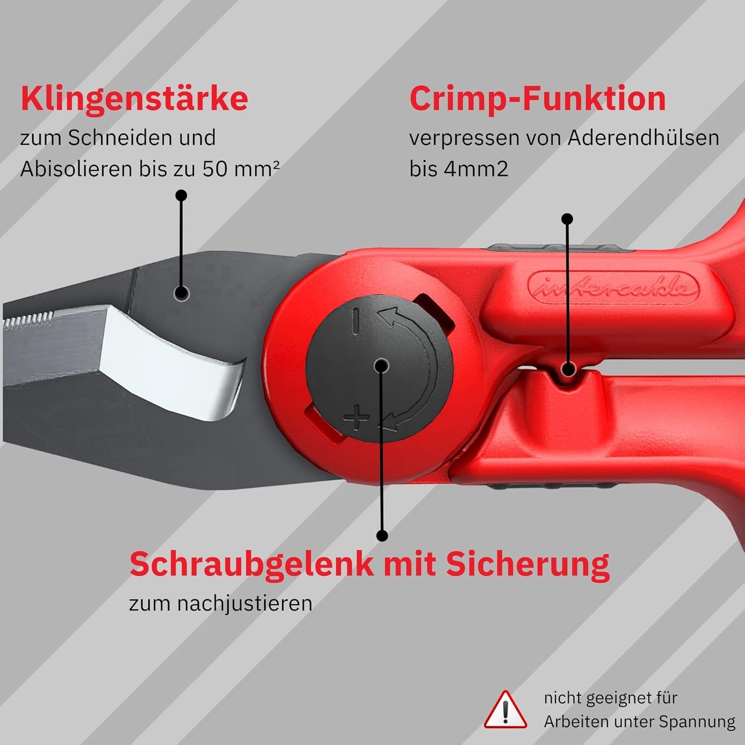 Intercable 16020-F1-PV 3 in 1 Forbice per Elettricisti, Tagliare, Spellare, Crimpare, F1, Rame , Gialla - Rikushop