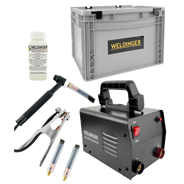 Dispositivo di pulizia delle saldature Clean Perfect CP300 da 300 W con elettrolita e scatola di trasporto WELDINGER - Rikushop