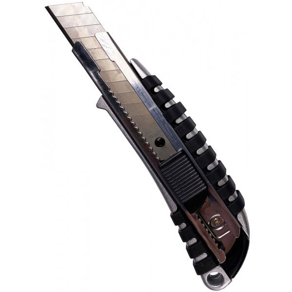 Coltello universale robusto metallo/gomma con lama taglierina a scatto da 18 mm WELDINGER - Rikushop