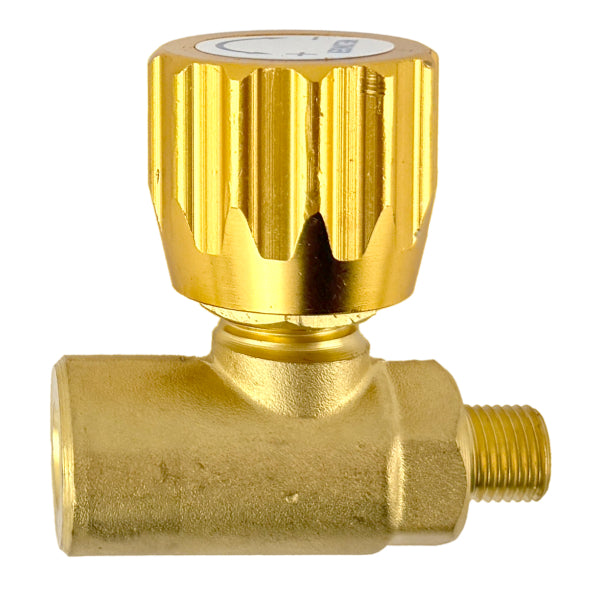 Regolatore di pressione M10x1 destro con valvola di intercettazione combo gas di protezione per bombole monouso uscita 1/4" con 1 manometro litri/min - Rikushop