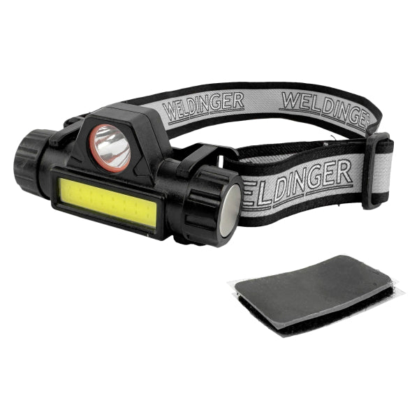 Lampada LED per casco WELDINGER, ricaricabile, 2 modalità di illuminazione, 800 lumen, 1200 mAh, USB-C, IPX4 (lampada frontale)