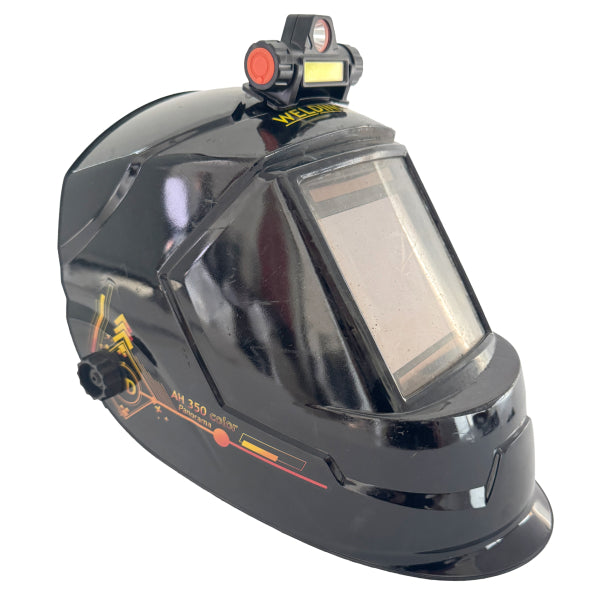 Lampada LED per casco WELDINGER, ricaricabile, 2 modalità di illuminazione, 800 lumen, 1200 mAh, USB-C, IPX4 (lampada frontale)