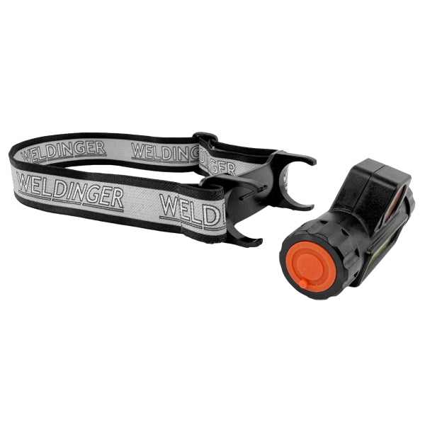 Lampada LED per casco WELDINGER, ricaricabile, 2 modalità di illuminazione, 800 lumen, 1200 mAh, USB-C, IPX4 (lampada frontale)