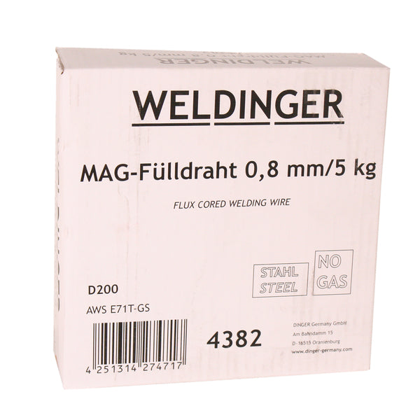 Filo animato 0,8mm 5 kg D200 MIG/MAG no gas Weldinger - Rikushop