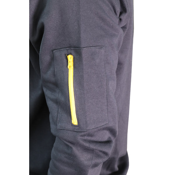 Hoodie WELDINGER Navy con cappuccio e dettagli gialli (S-XXL) - Rikushop