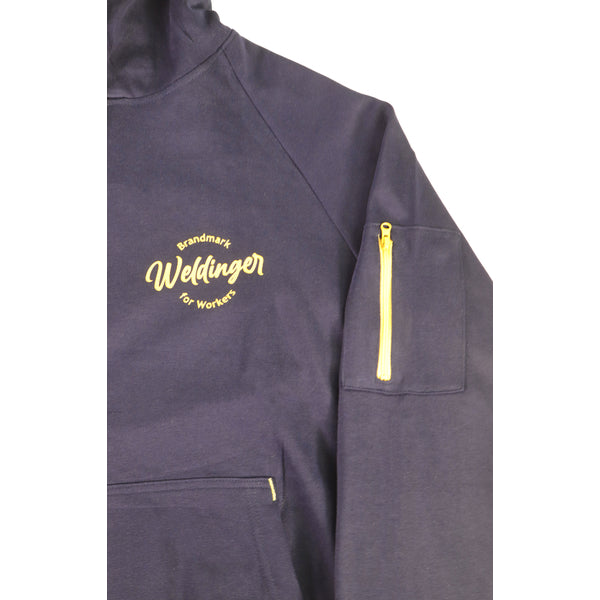 Hoodie WELDINGER Navy con cappuccio e dettagli gialli (S-XXL) - Rikushop