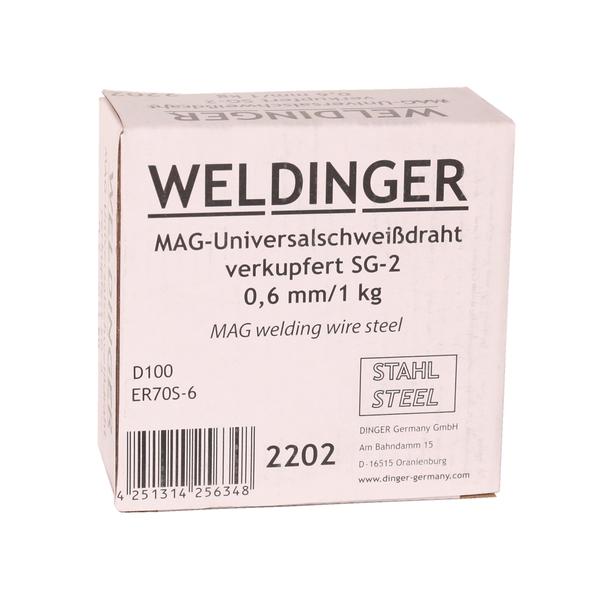 SG2 MAG- 0,6 mm 1 kg di filo per saldatura universale ramato WELDINGER - Rikushop